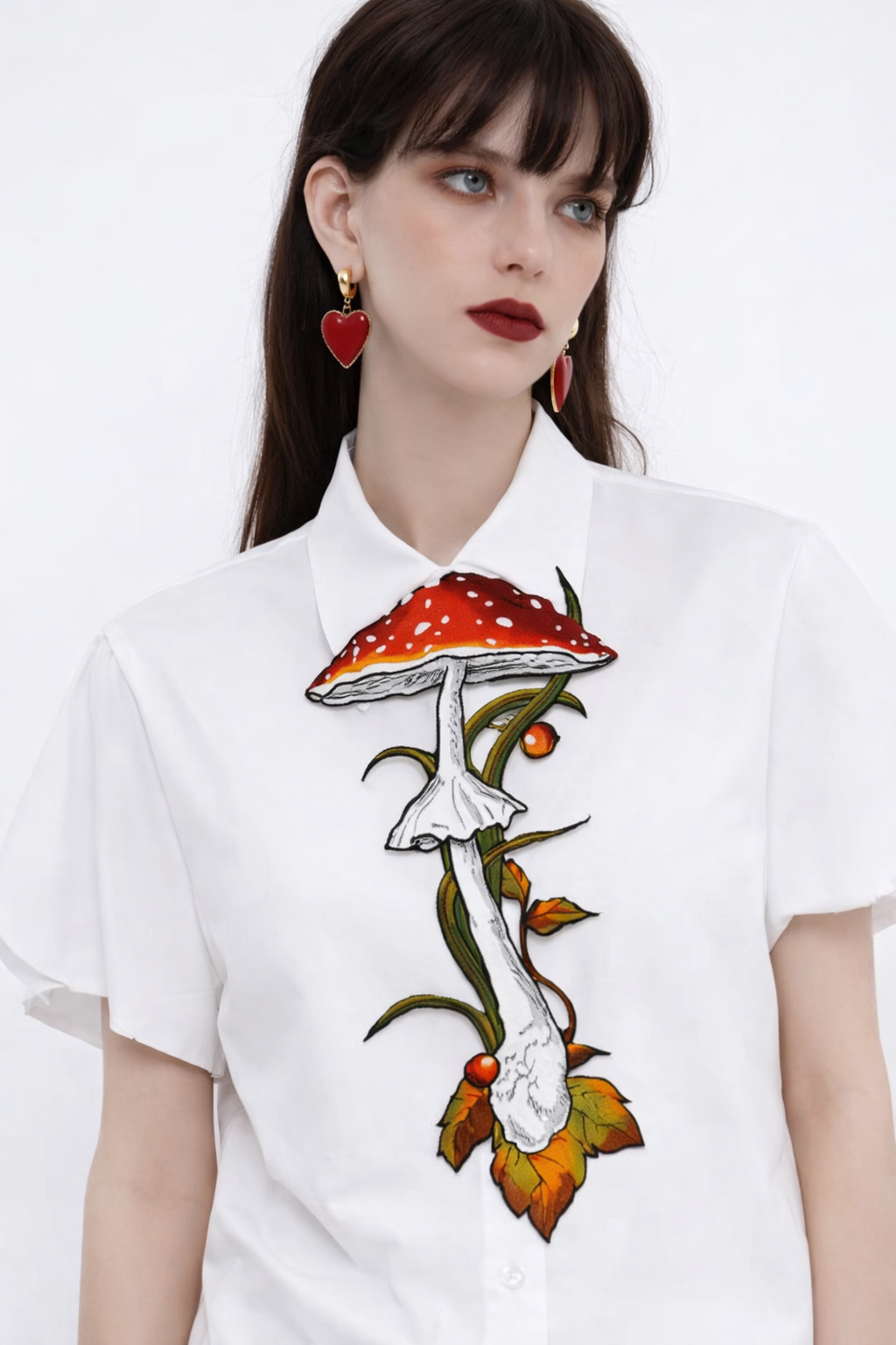 Mushroom Berry Embroidered Neck Tie
