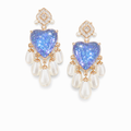 Gradient Long Temperament Fringed Pearl Zircon Earrings