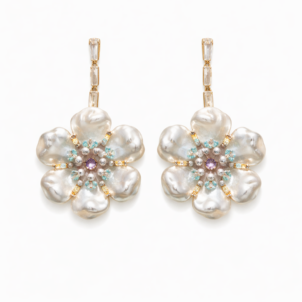 White Flower Earrings