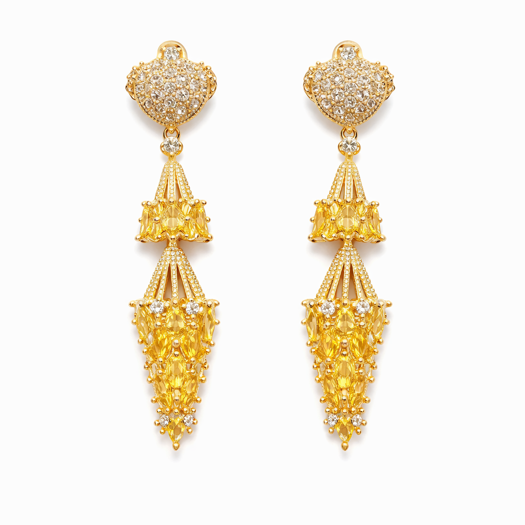 Exquisite zircon long temperament luxury earrings