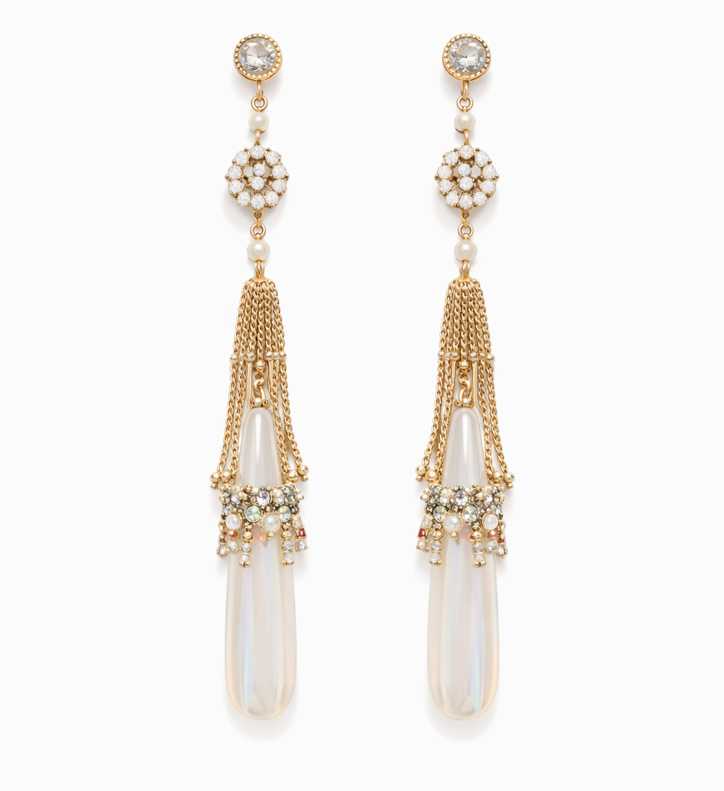 Water Drop Long Tassel Earrings