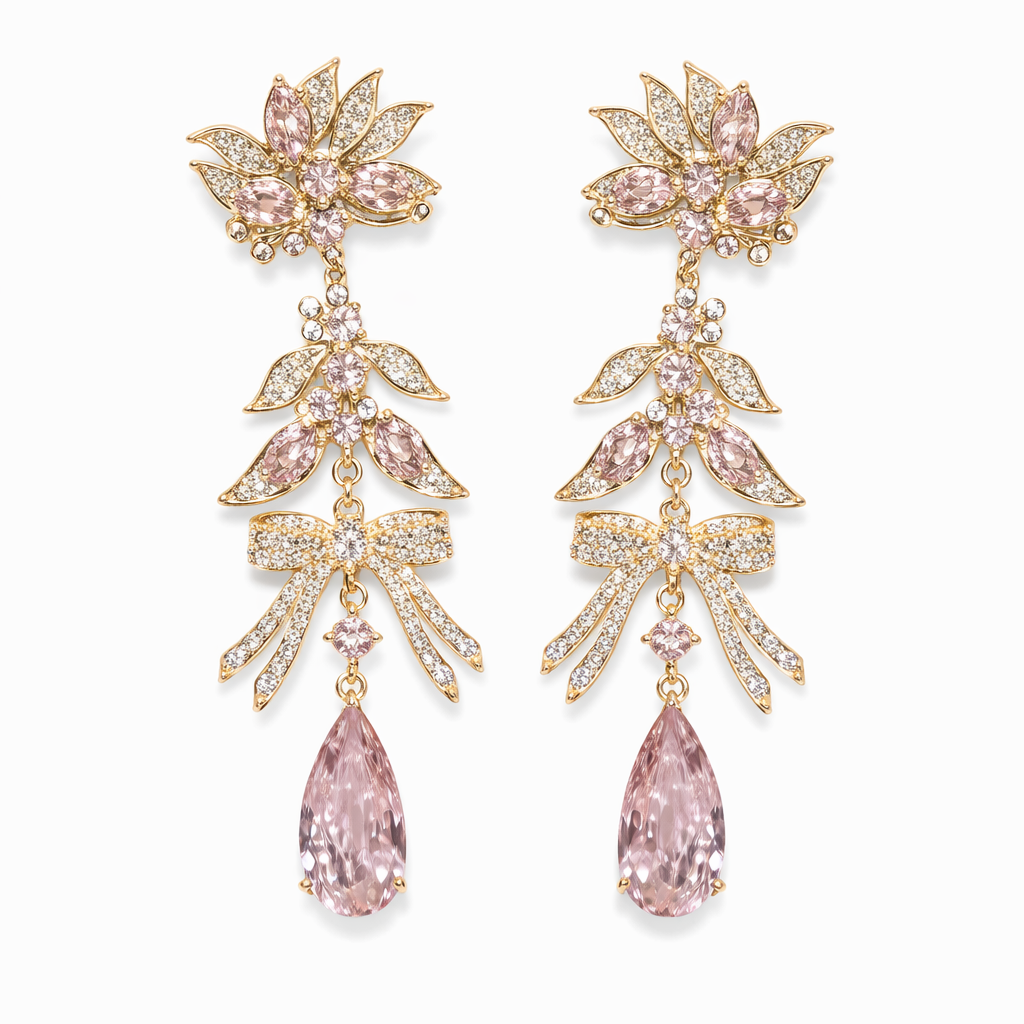 Pink Floral Statement Earrings