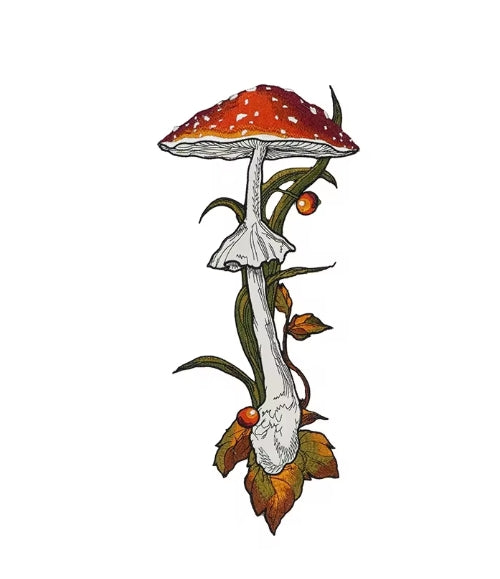 Mushroom Berry Embroidered Neck Tie