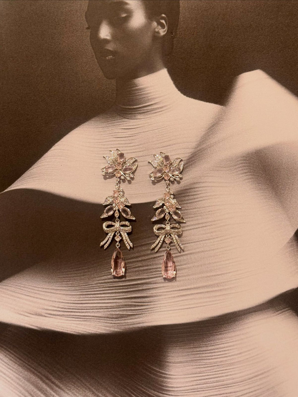 Pink Floral Statement Earrings