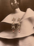 Pink Floral Statement Earrings