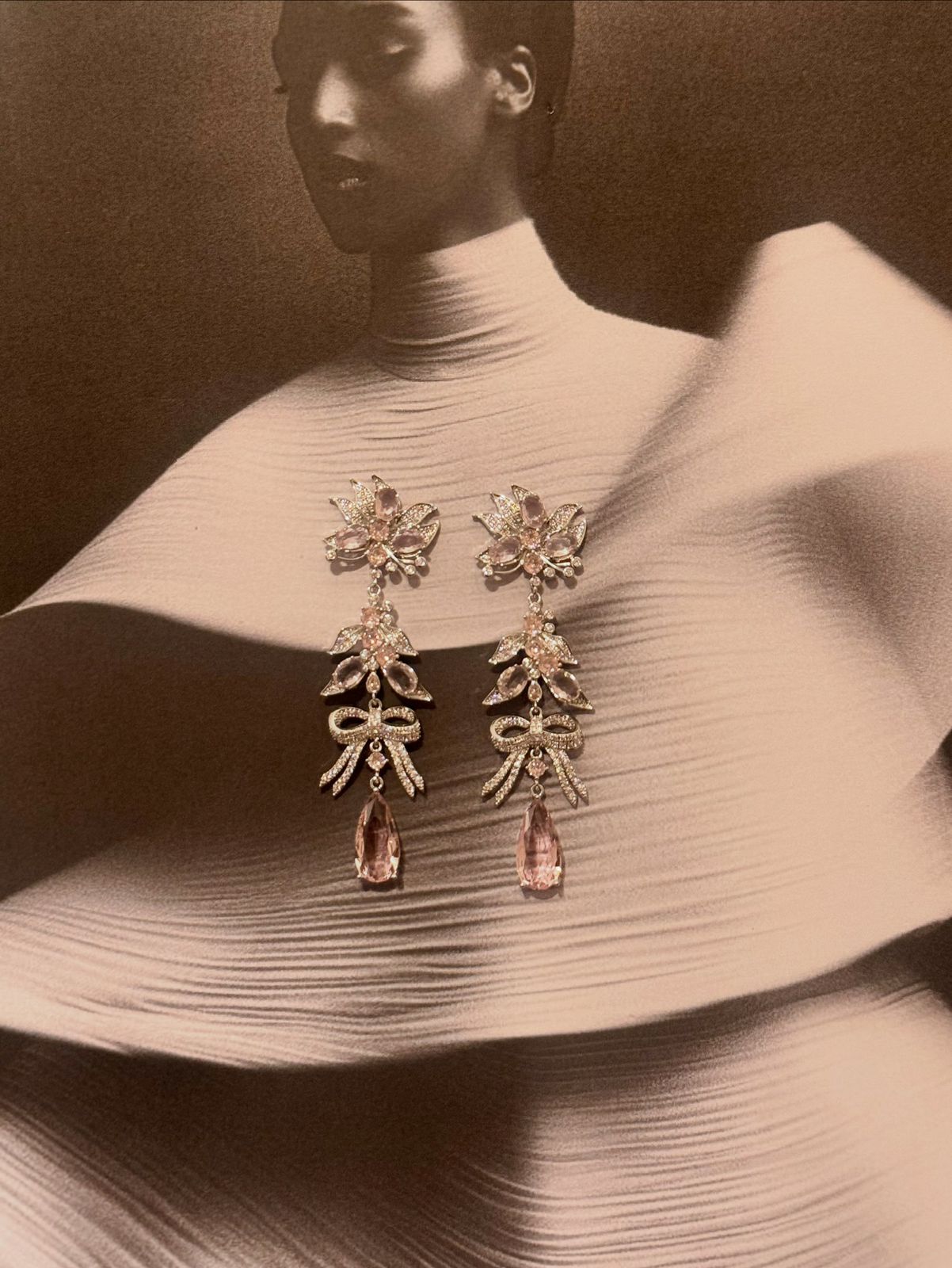 Pink Floral Statement Earrings